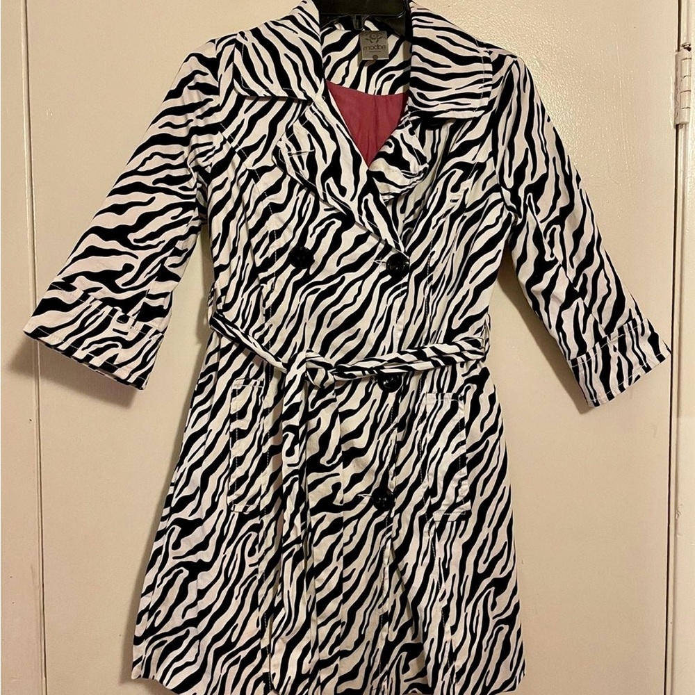 Black and White Zebra Pattern Trench Coat